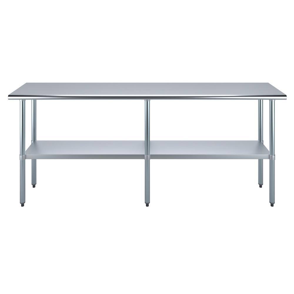 84" Stainless Steel Utility Work Table with Galvanized Undershelves