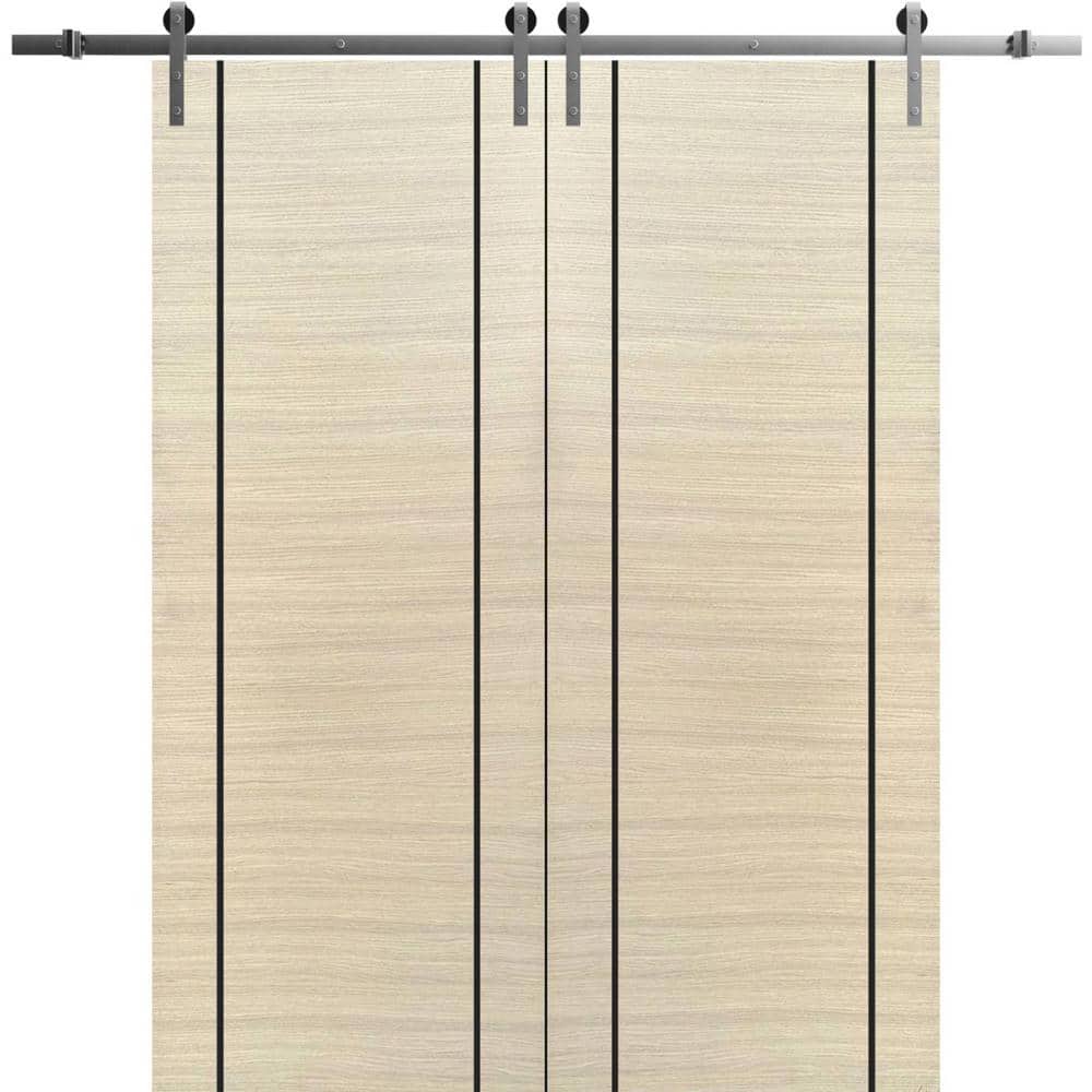24 in. x 80 in. 2 Panel Natural Veneer Solid Wood with Honeycomb Sliding Barn Door with Hardware Kit price history on PriceWatchPro