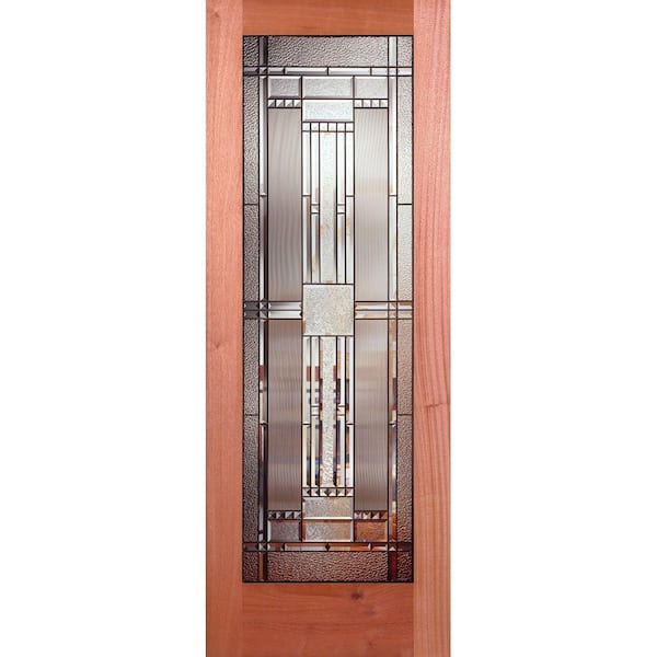 Feather River Doors 24 in. x 80 in. 1 Lite Unfinished Mahogany Preston Patina Woodgrain Interior Door Slab