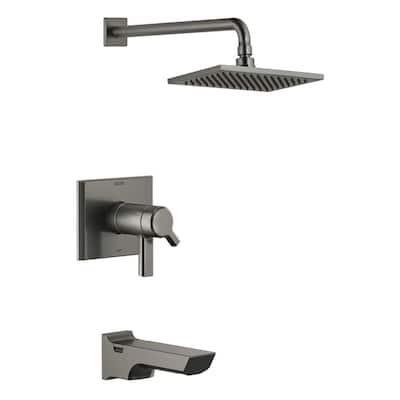 Pivotal TempAssure 1-Handle Wall-Mount Tub and Shower Trim Kit in Lumicoat Black Stainless (Valve Not Included)