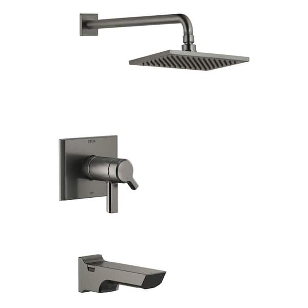 Delta Pivotal TempAssure 1-Handle Wall-Mount Tub and Shower Trim Kit in Lumicoat Black Stainless (Valve Not Included)