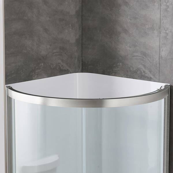 Ove Decors Breeze 32 in. Satin Nickel Shower Kit with Clear Glass Panels and Base Included