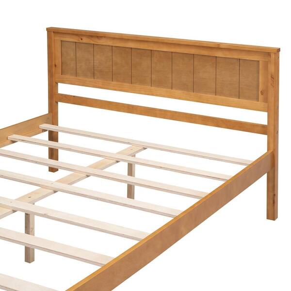 Qualler Oak Brown Wood Frame Full Size Platform Bed with