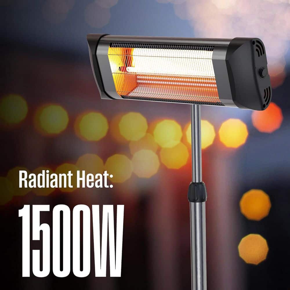 Silver Infrared Electric Pole Mounted Outdoor Heater with Remote