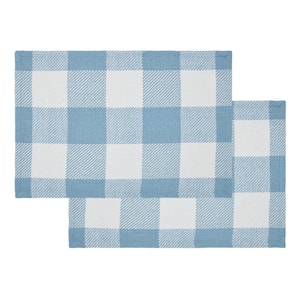 Annie 19 in. W x 13 in. H Blue Cotton Checkered Placemat (Set of 2)