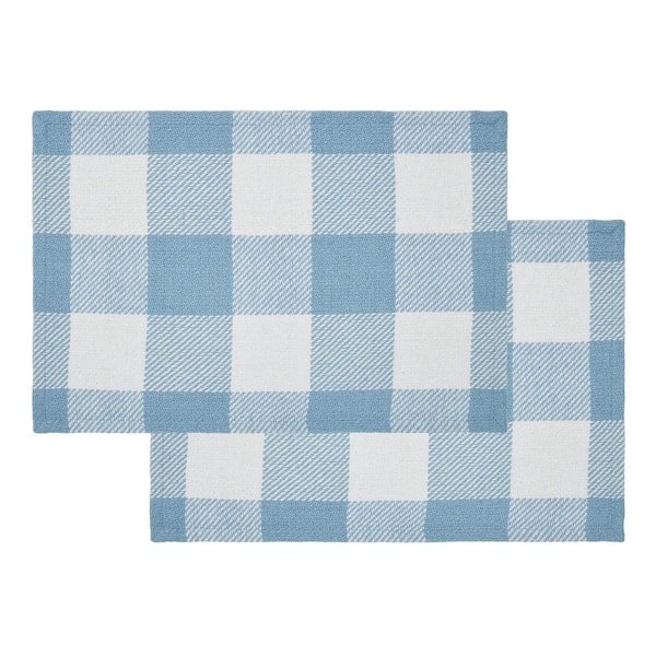 VHC Brands Annie 19 in. W x 13 in. H Blue Cotton Checkered Placemat (Set of 2)