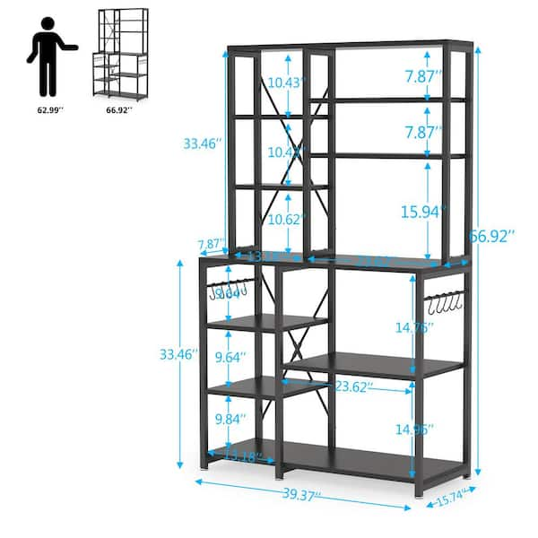 BYBLIGHT Keenyah Brown 6-Tier Kitchen Baker's Racks 1-Drawer and Double  Door Cabinet Metal Frame 31.5 in. x 15.7 in. x 66.9 in. BB-JW0164DT - The  Home Depot