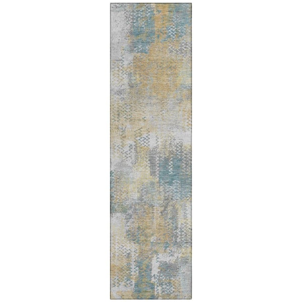 Chantille Machine Washable Indoor/Outdoor Abstract ACN2790 Silver 2 ft. x 7 ft. Runner Rug