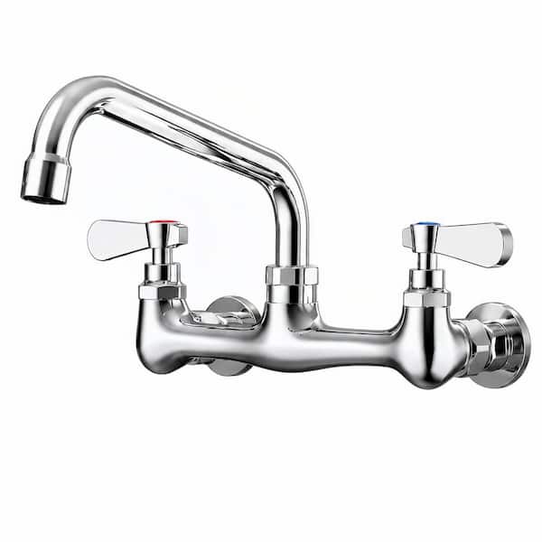2-Handle Wall Mount Standard Kitchen Faucet in Chrome