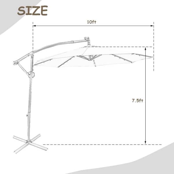 Costway 10 ft. 360-Degrees Rotation Aluminum Offset