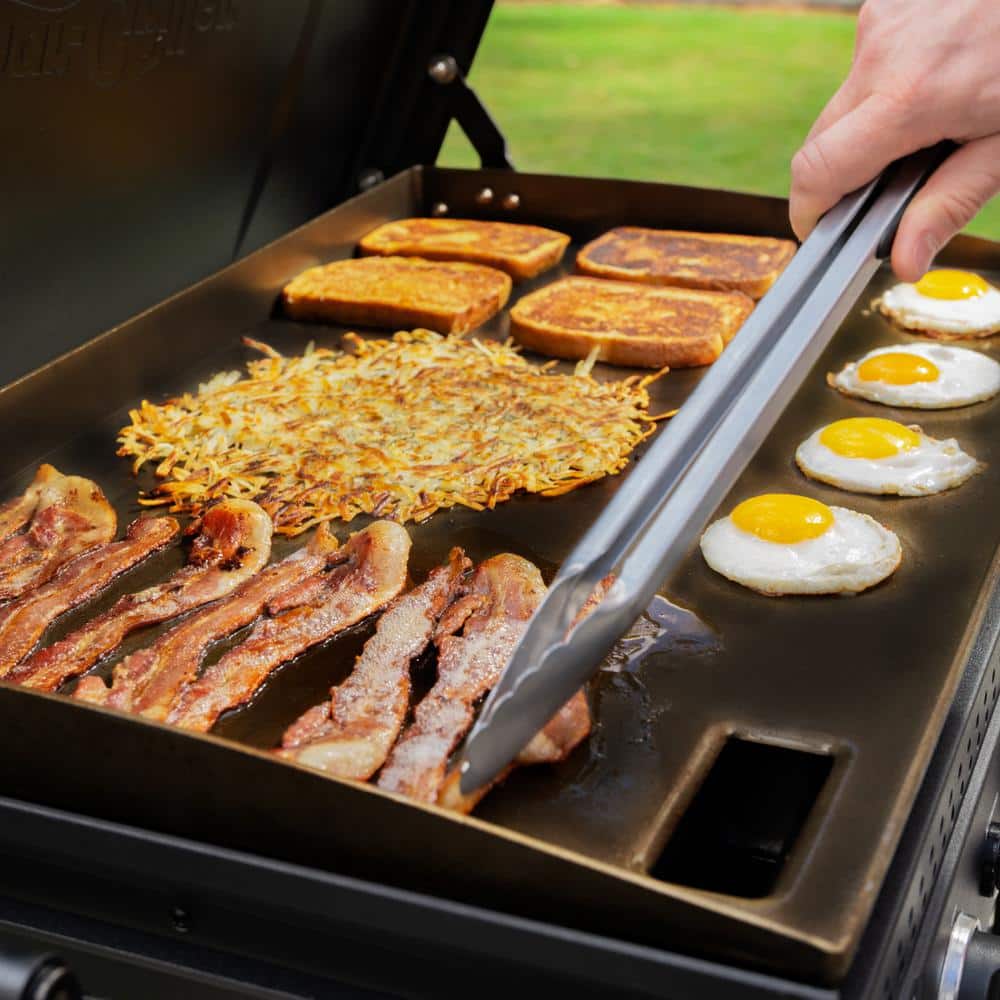 Black Stainless Steel 3-Burner Gas Hibachi Griddle with Lid