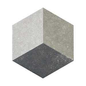 Take Home Tile Sample - Traffic Hex 3D Grey 9-7/8 in. x 8-5/8 in. Porcelain Floor and Wall