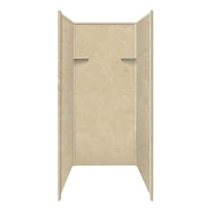 Studio 36 in. W x 72 in. H x 36 in. D 3-Piece Glue Up Alcove Shower Wall Surrounds in Almond Sky