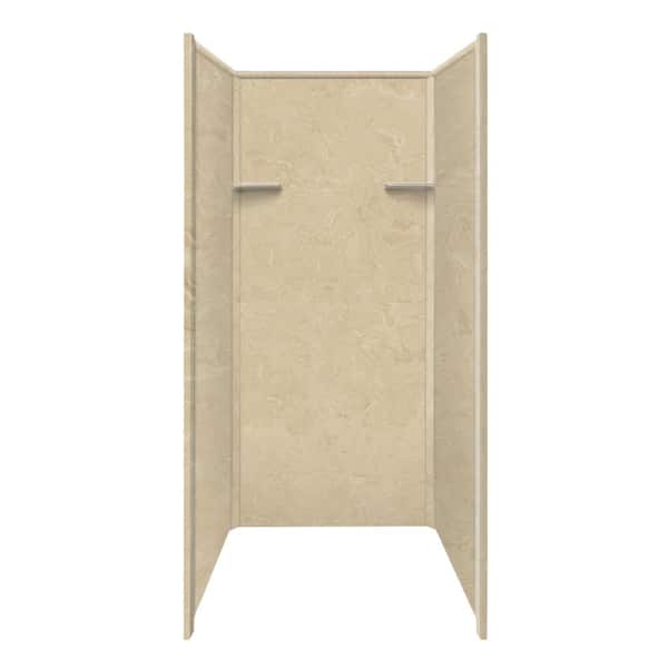 Studio 36 in. W x 72 in. H x 36 in. D 3-Piece Glue Up Alcove Shower Wall Surrounds in Almond Sky