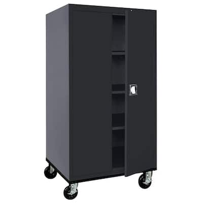 Elite Transport Series 22-Gauge Garage Freestanding Cabinet with Casters in Black (36 in. W x 72 in. H x 24 in. D)