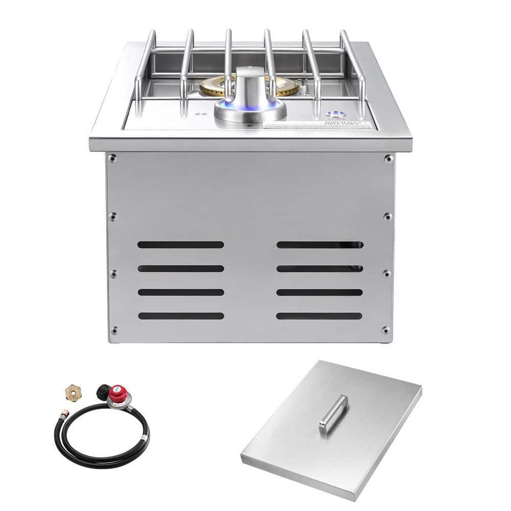 Single Grilling Side-Burner, Stainless Steel Built-In 1-Burner, Side Burner 17,000 BTU Liquid Propane Burner