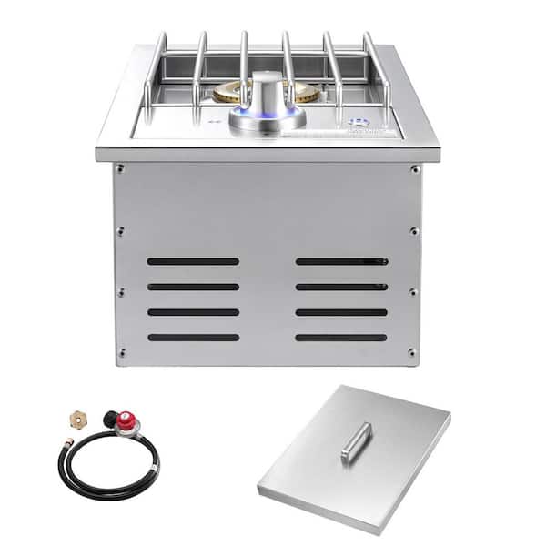 Single Grilling Side-Burner, Stainless Steel Built-In 1-Burner, Side Burner 17,000 BTU Liquid Propane Burner
