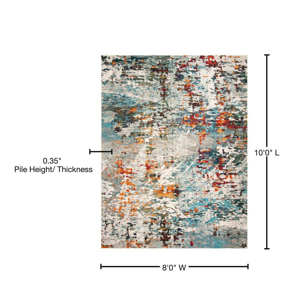 Metro-Mod Grey & Blue Synthetic 8' x 10' Hand-Knotted Area Rug