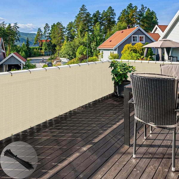 3 ft. x 50 ft. Beige Balcony Privacy Fence Screen with UV Blockage for Balcony Porch Patio Deck Yard
