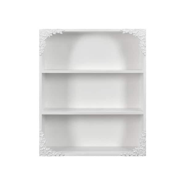 19.75 in. W x 5.87 in. D Ornate Floral 3-Tier Vintage Bookcase Decorative Wall Shelf Storage Organizer in White