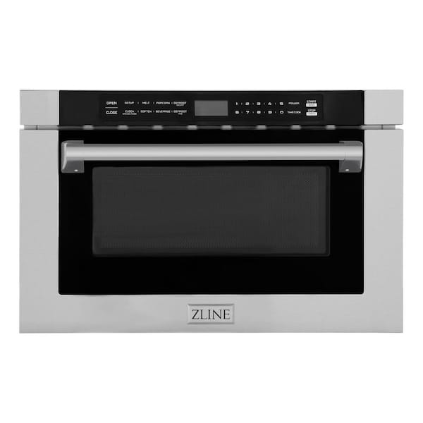 24 in. 1000-Watt Built-In Microwave Drawer in Stainless Steel & Traditional Handle