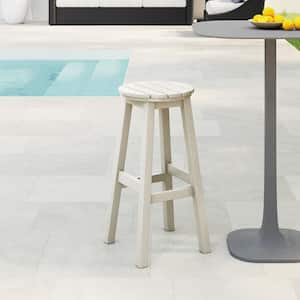 Laguna 29 in. HDPE Plastic All Weather Backless Round Seat Bar Height Outdoor Bar Stool in, Sand