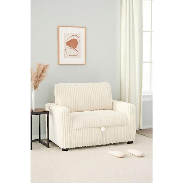 LMDSFB 42 in. Square Arm Altay Velvet Square Modular Storage Sofa in Crisp White and Soft White