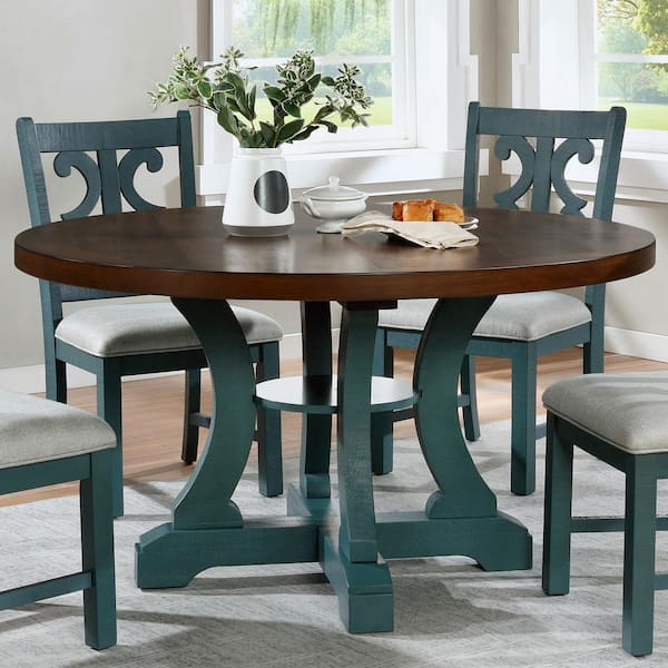 Dark Oak Wood Round Dining Table, 54 Round Dining Table And Chairs