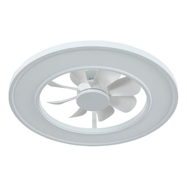 20 in. Smart Indoor White Flush Mount Dimmable LED Modern Ceiling Fan With 1000+RGB Ambient Light APP/Remote Control