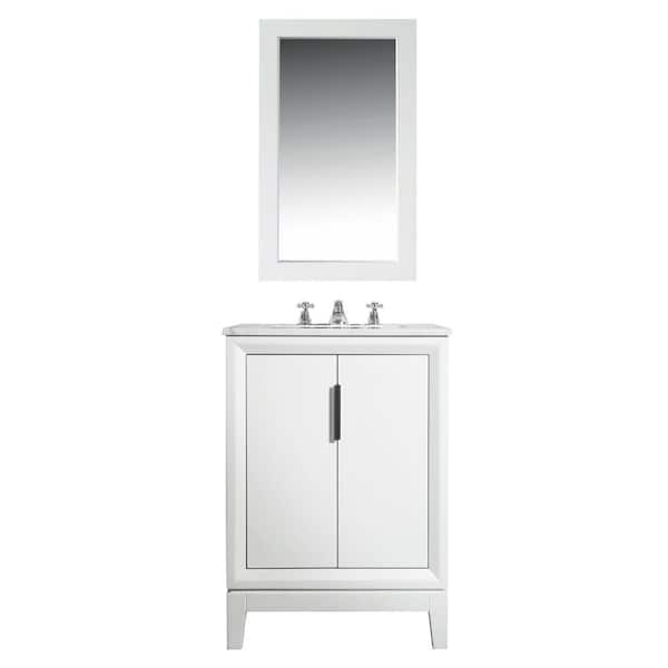 Water Creation Elizabeth 24 In Bath Vanity Pure White With Carrara Marble Top Ceramics Basins And Faucet Vel024cwpw07 The Home Depot - Home Depot Bathroom Vanity With Sink And Faucet