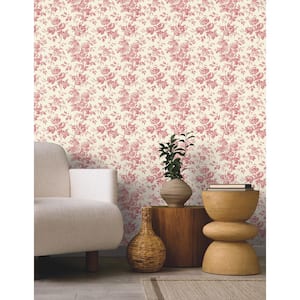 Anemone Toile French Red Wallpaper Roll