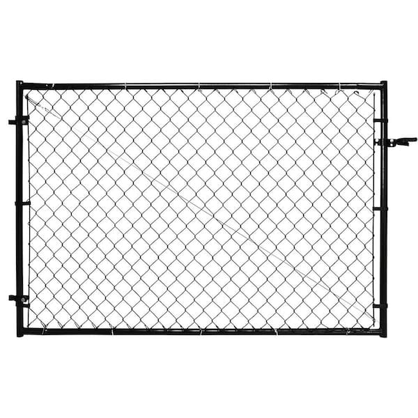 46 in. H Outdoor Metal Mesh Garden Fence Fit-Right Adjustable Chain Link Gate Kit, Black