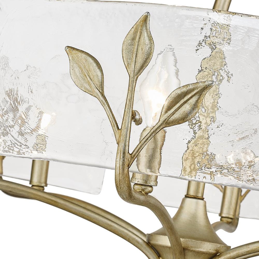 White Gold 6-Light Chandelier with Hammered Glass Shades