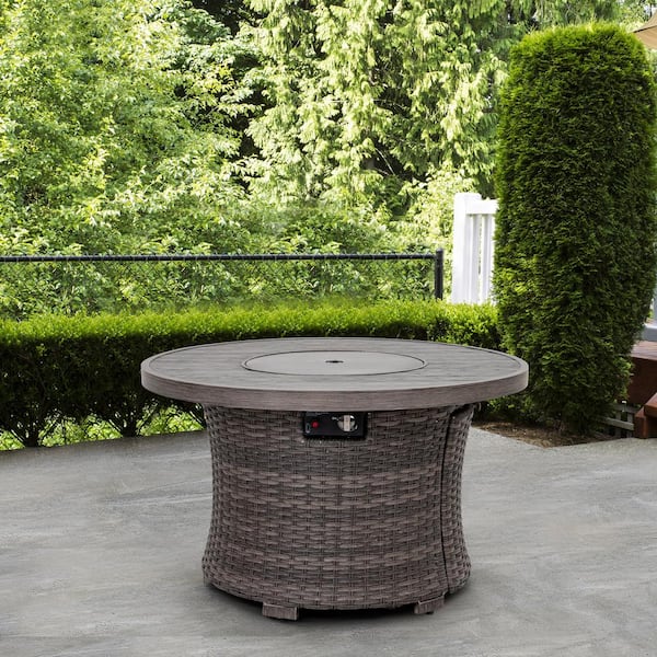 Patio Aluminum Rattan Fire Pit Table