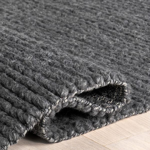 nuLOOM Penelope Braided Wool Area Rug Charcoal 9 ft. x 12 ft. Area