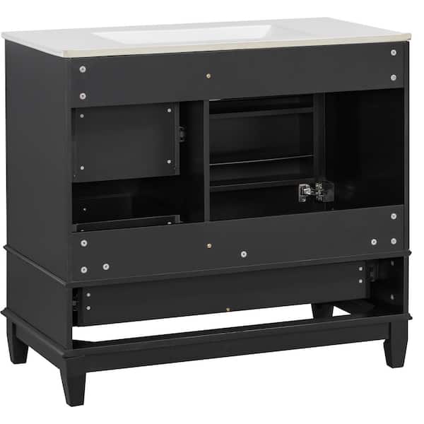 Ziyudura 36 in. Single Sink Freestanding Black Bath Vanity with
