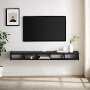 65 in. W x 11 in. D Black MDF Floating TV Stand Decorative Wall Shelf Wall Mounted TV Cabinet Entertainment Center