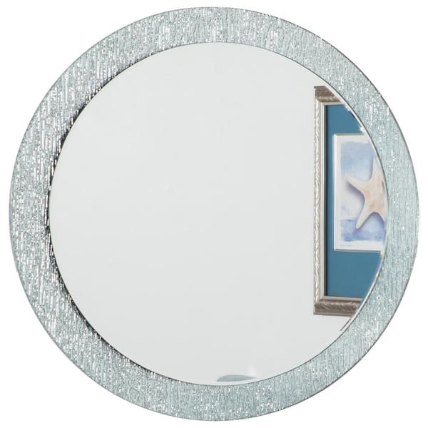 Decor Wonderland 28 in. W x 28 in. H Frameless Round Beveled Edge Bathroom Vanity Mirror in Silver