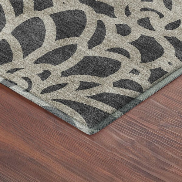 Mayfield Premium Machine Washable Abstract AMF2412 Gray 2 ft. x 7 ft. Runner Rug