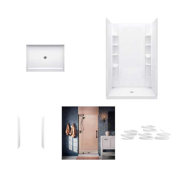 Guard 48x34 in. Shower Pan, Store 48x73 in. Wall, 34 in. End Wall, Ashan 32-36 in. Door, Caddy (10-Piece)