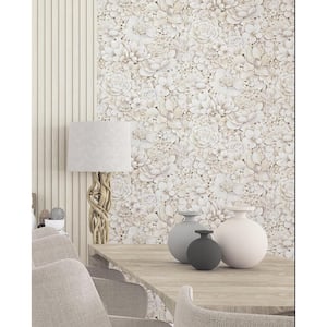 Floral Texture Greige Matte Finish Vinyl on Non-Woven Non-Pasted Wallpaper Roll