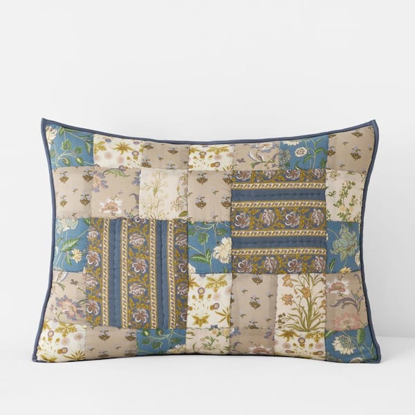 The Company Store Company Cotton Dorothea Blue Multi Patchwork King Cotton Sham