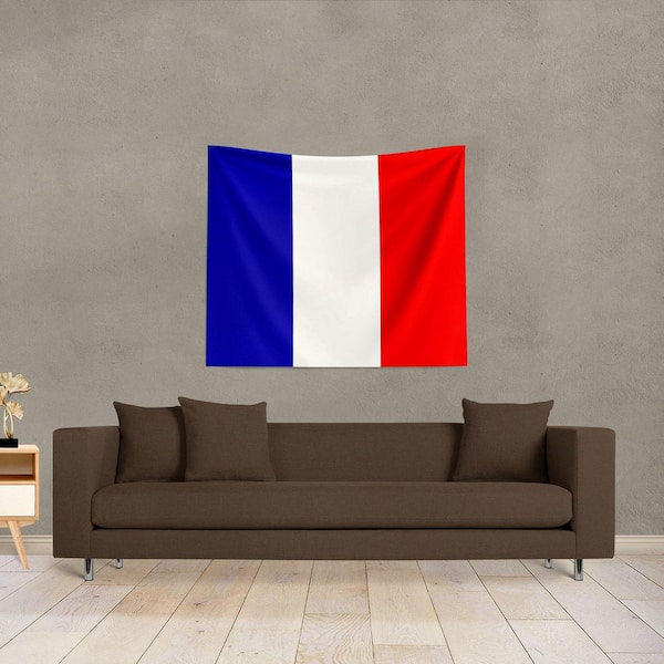 France Flag Geometric Multicolor Wall Hanging 50x60 in.