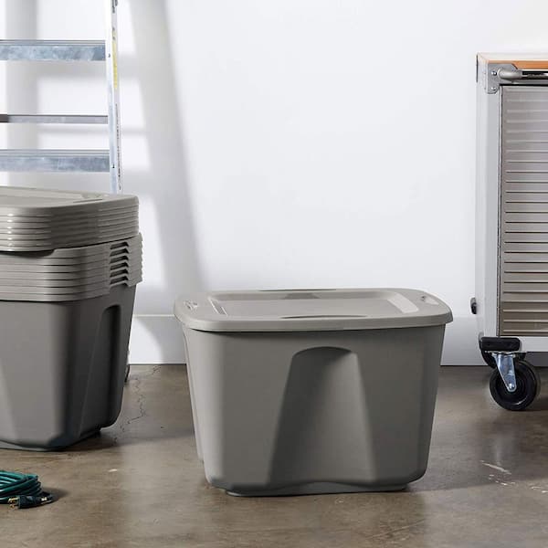 HOMZ 18 Gal. Stackable Plastic Storage Tote Container with