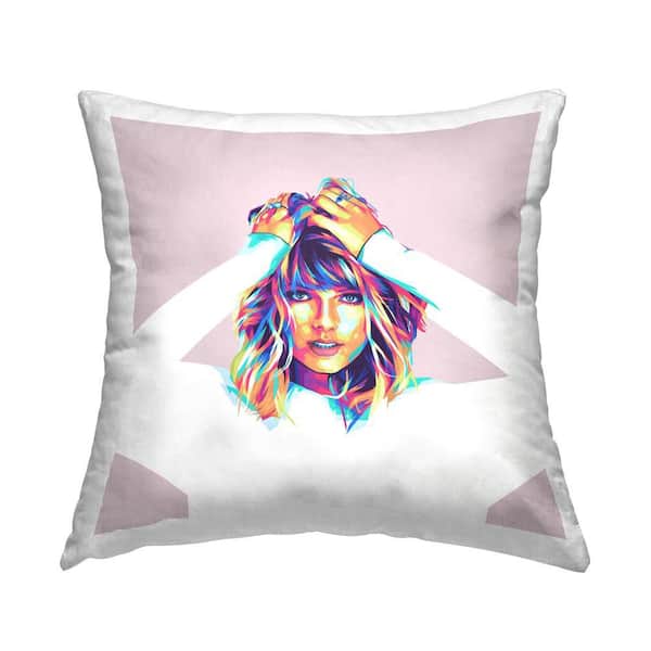Stupell Industries Taylor with Rainbow Hair Multi-Color Print Polyester 18 in. x 18 in. Throw Pillow