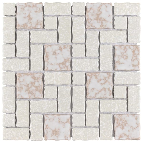 Merola Tile Academy Bone 6 in. x 6 in. Porcelain Mosaic Take Home Tile Sample