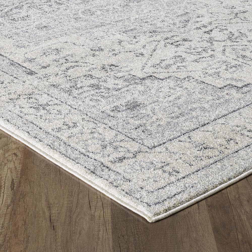 Elysian Shadows Gray & Dark Gray 5' x 7' Synthetic Oriental Rug