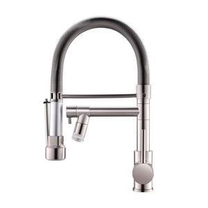 Satico Single Handle Gooseneck Pull Down Sprayer Kitchen Faucet With Deckplate Included In