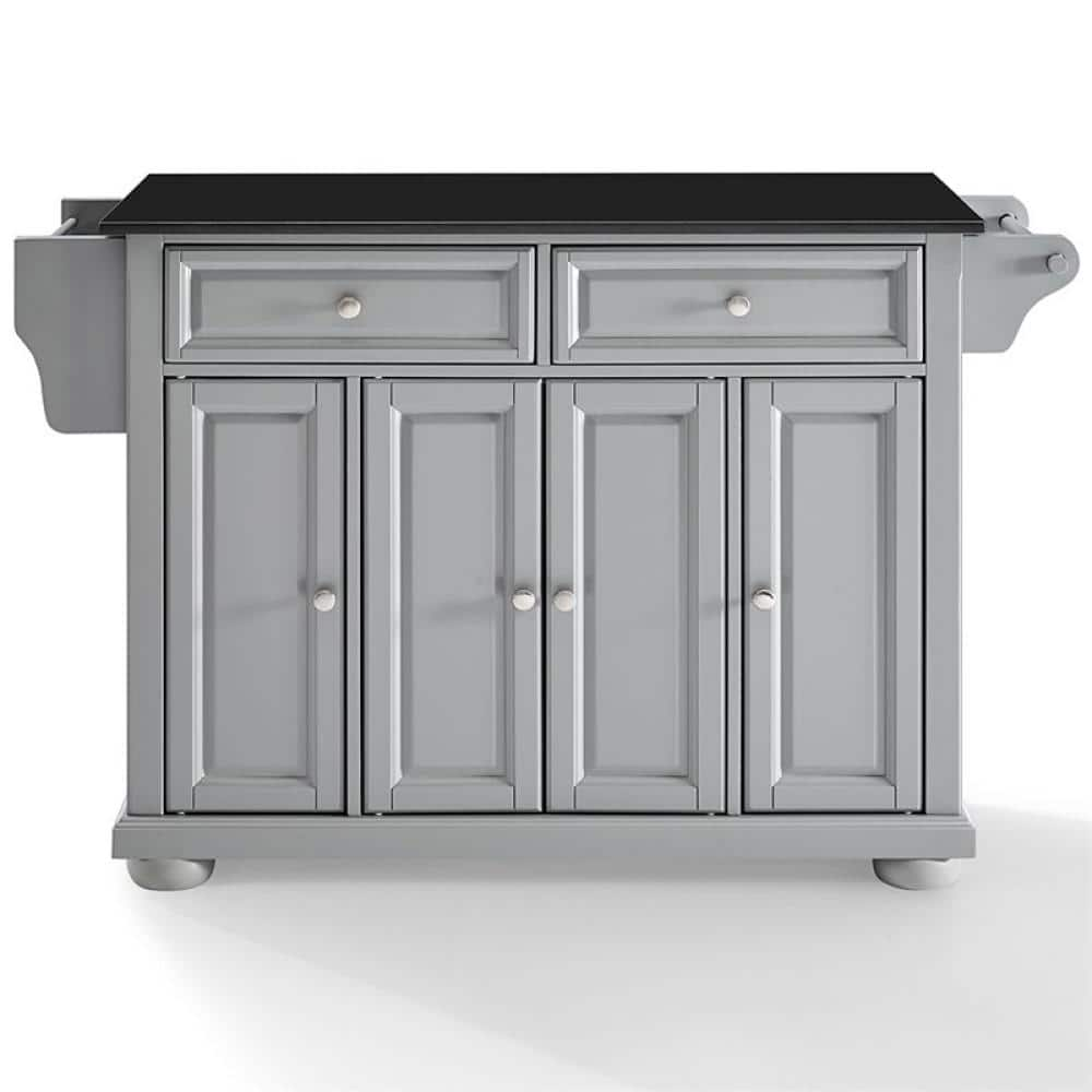 CROSLEY FURNITURE Alexandria Gray Kitchen Island with Black