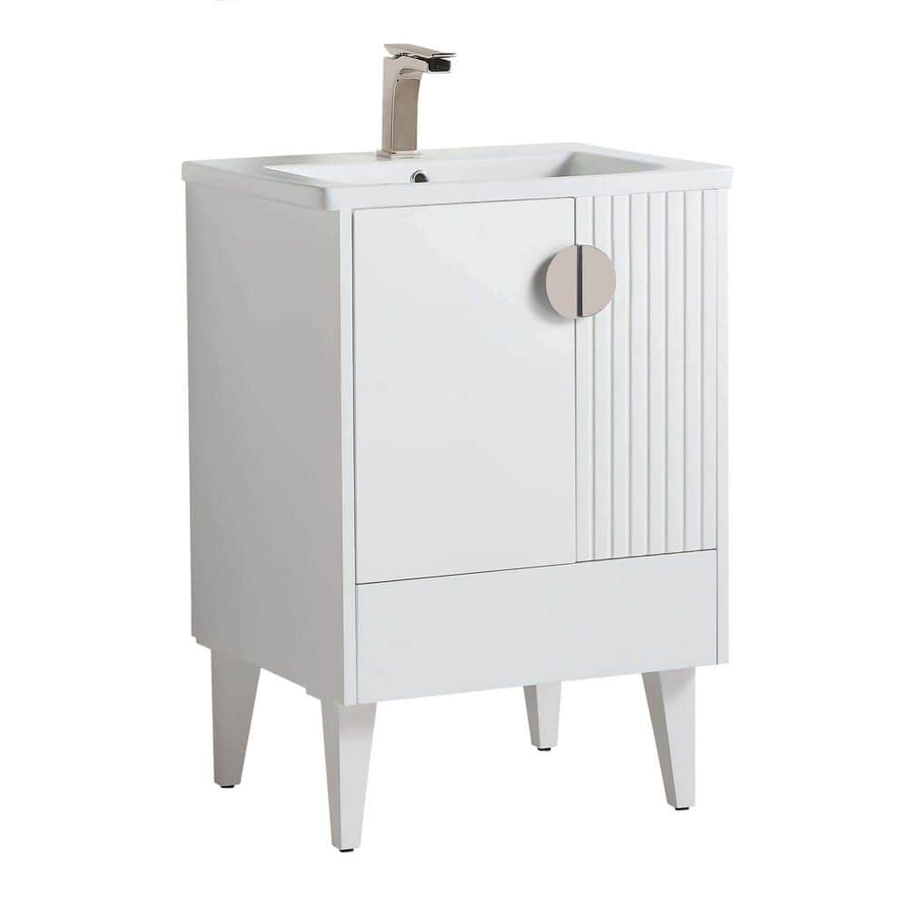 Venezian 24 in. W x 18.11 in. D x 33 in. H Bathroom Vanity Side Cabinet in White Matte with White Ceramic Top price history on PriceWatchPro